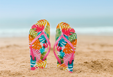 flip flops in the sand