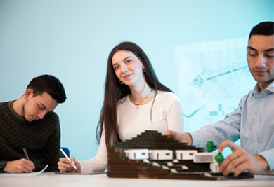 students working on a group project