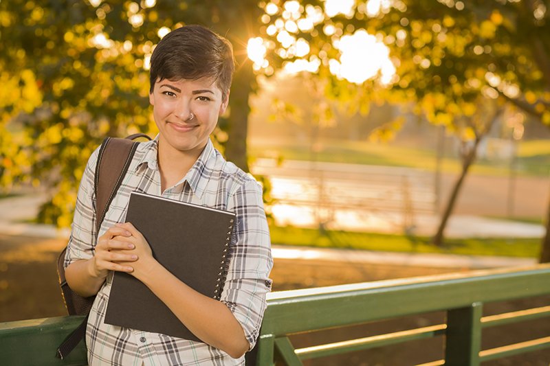 student on campus