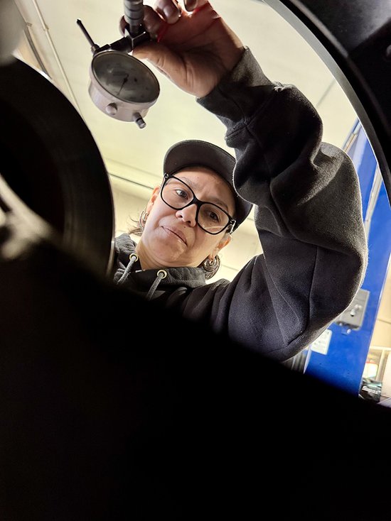student working on engine