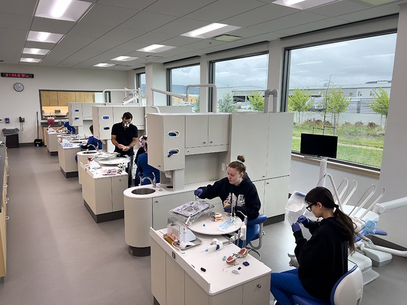 denatl work stations with students