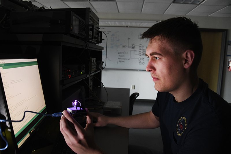 electrician student with equipment