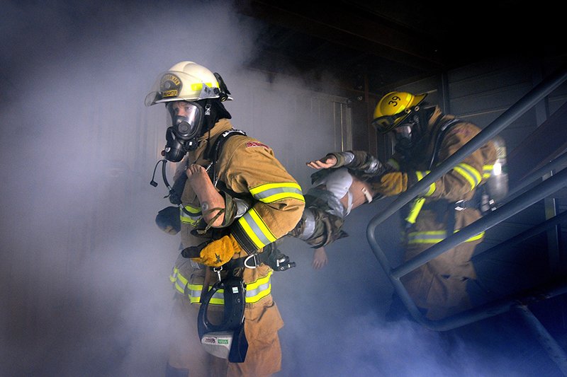 firefighters in smoke