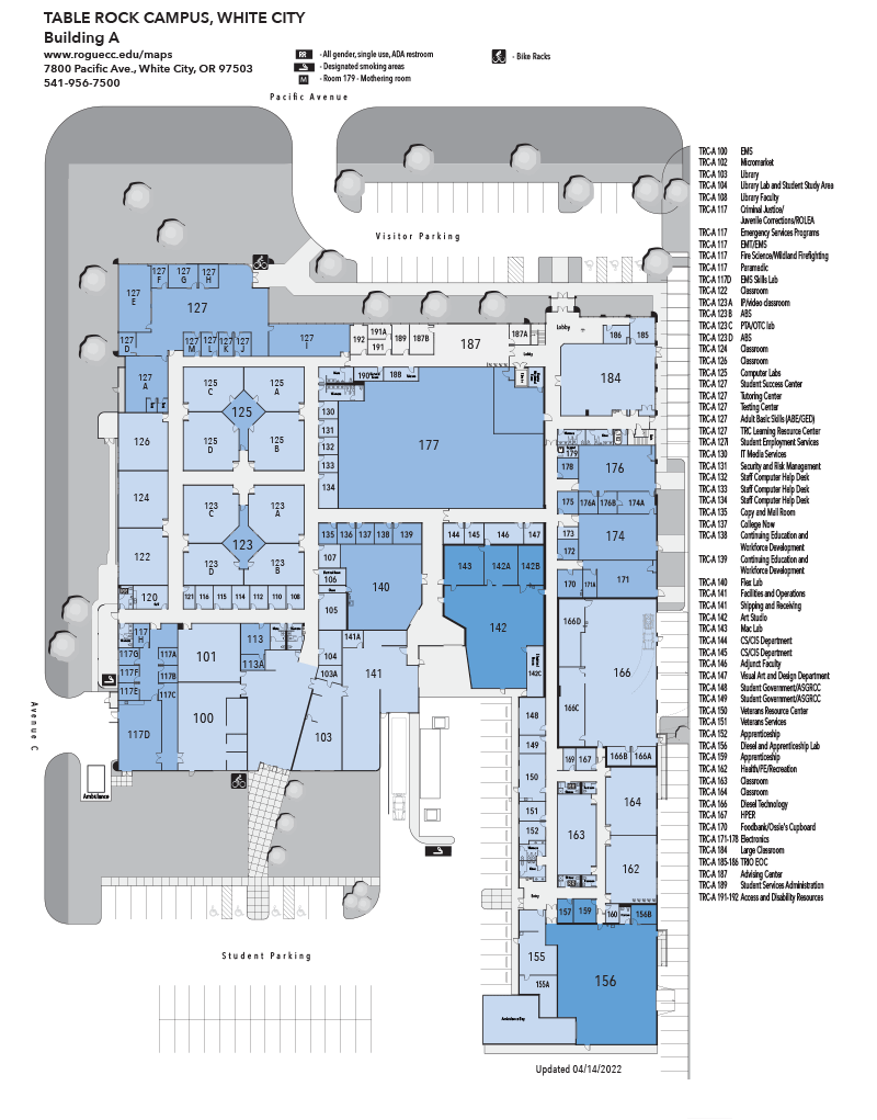 RCC White City Table Rock Campus Building A Map